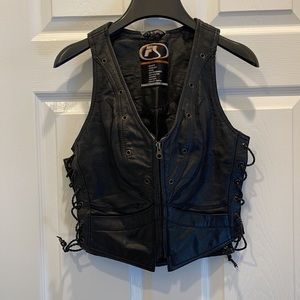 Leather Biker Vest Size Small